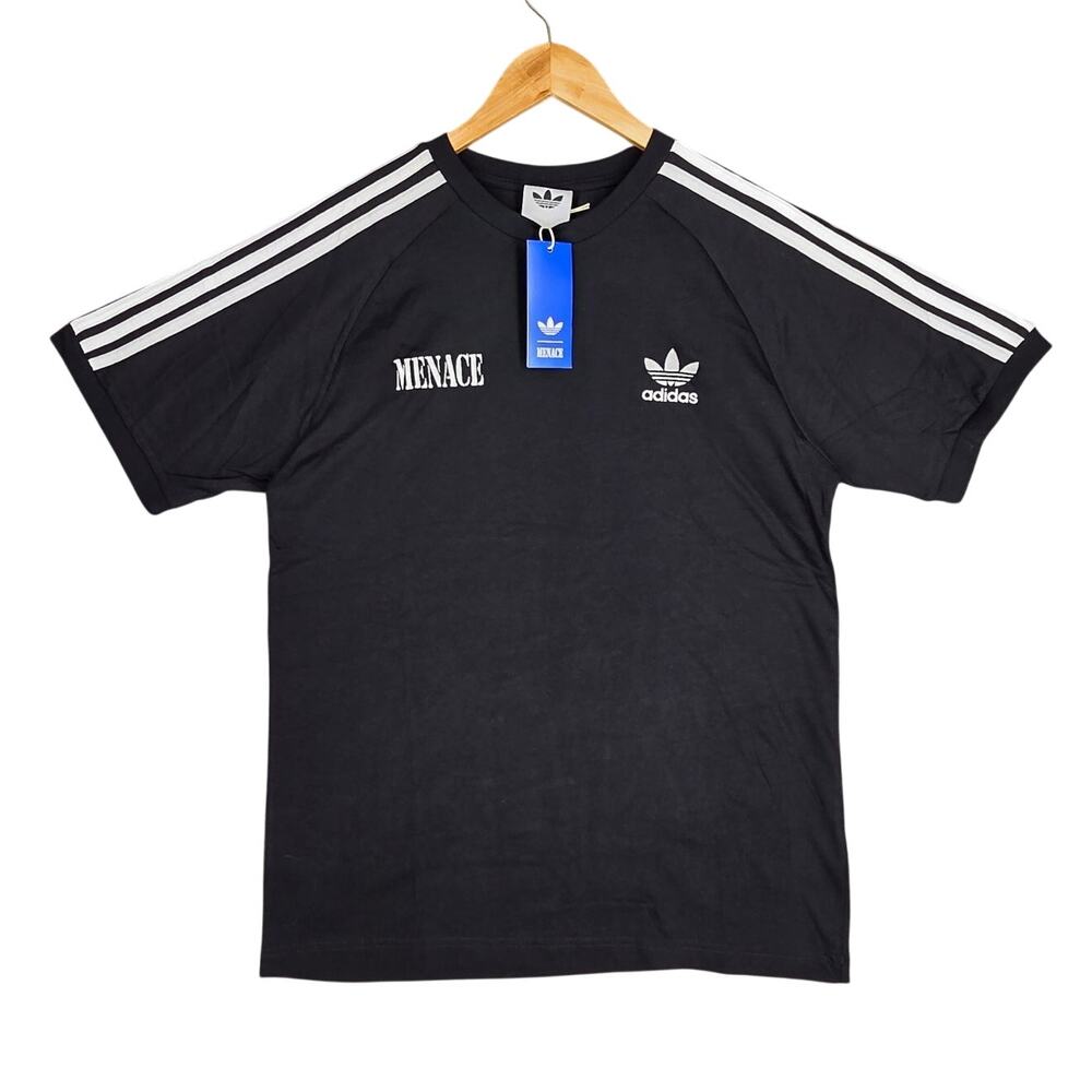 ADIDAS MENACE L.A. RINGER GRAPHIC TEE – BLACK / WHITE STRIPES – MEN’S M – NWT